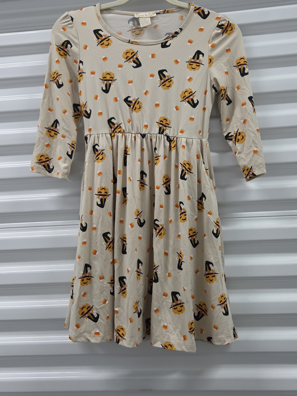 Emma & Elsa Halloween Pumpkin Witch Print Dress Girls 12